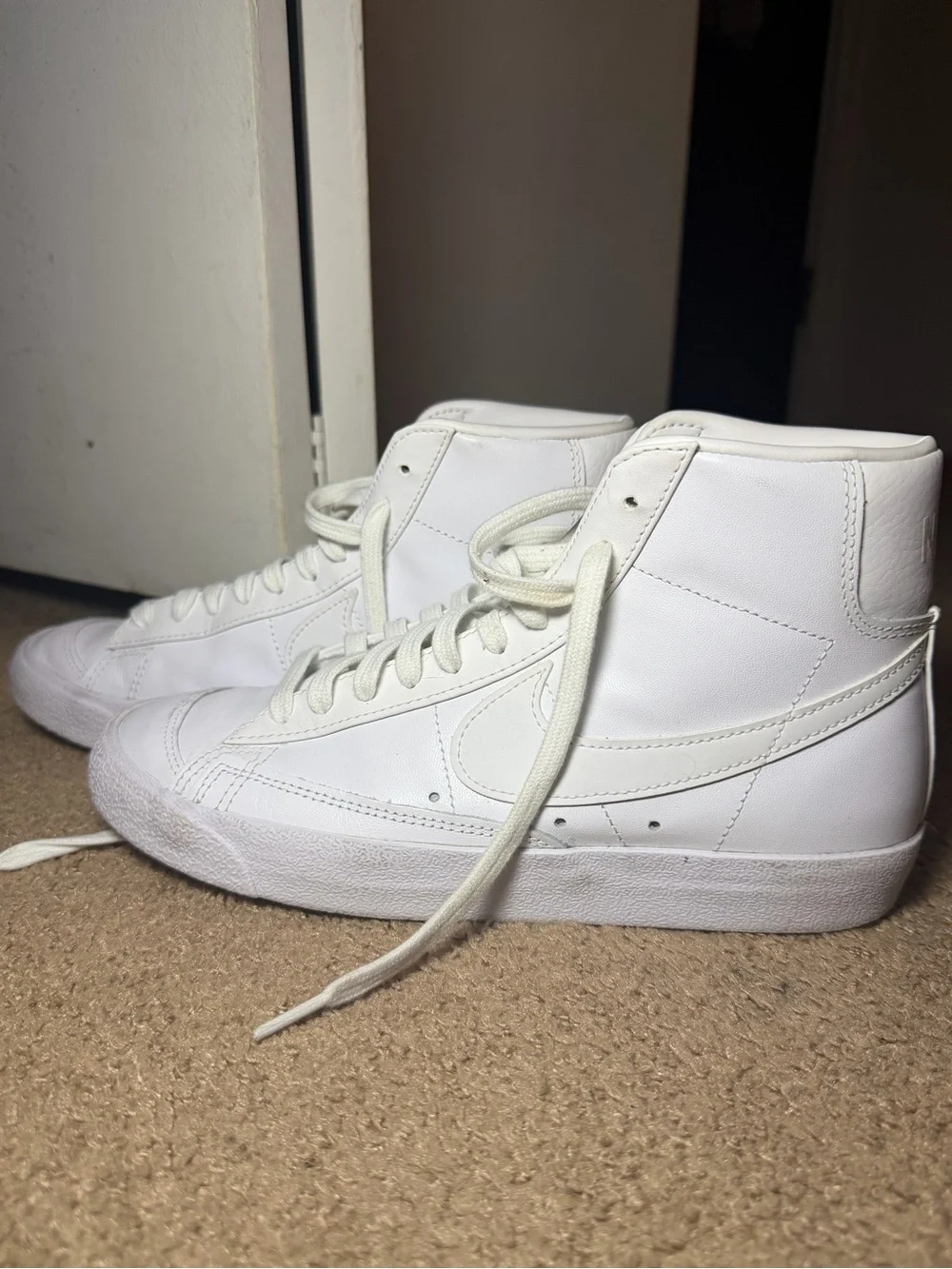 Nike White High-Top Leather Sneakers